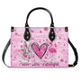 Custome Name Peace Love Flamingos Personalized Pink Leather Bag Gift for Women _8_ WD4Cp