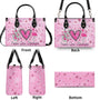 Custome Name Peace Love Flamingos Personalized Pink Leather Bag Gift for Women _9_ IQ2LA