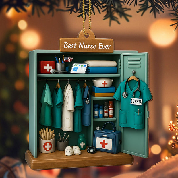 Best Nurse Ever Gift For Nurses And Healthcare Workers - Personalized Wood Ornament