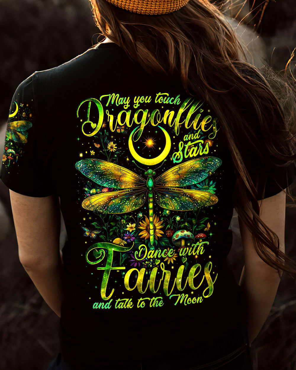 Dance with Fairies and Talk to the Moon Dragonflies Mystical Nature AOP Shirts _11_ hwewG