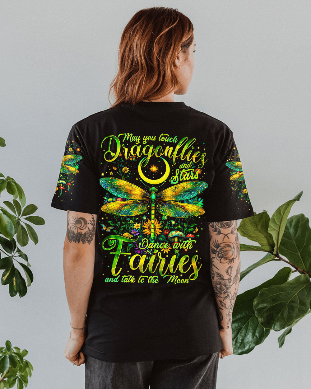 Dance with Fairies and Talk to the Moon Dragonflies Mystical Nature AOP Shirts _9_ 4zjwz
