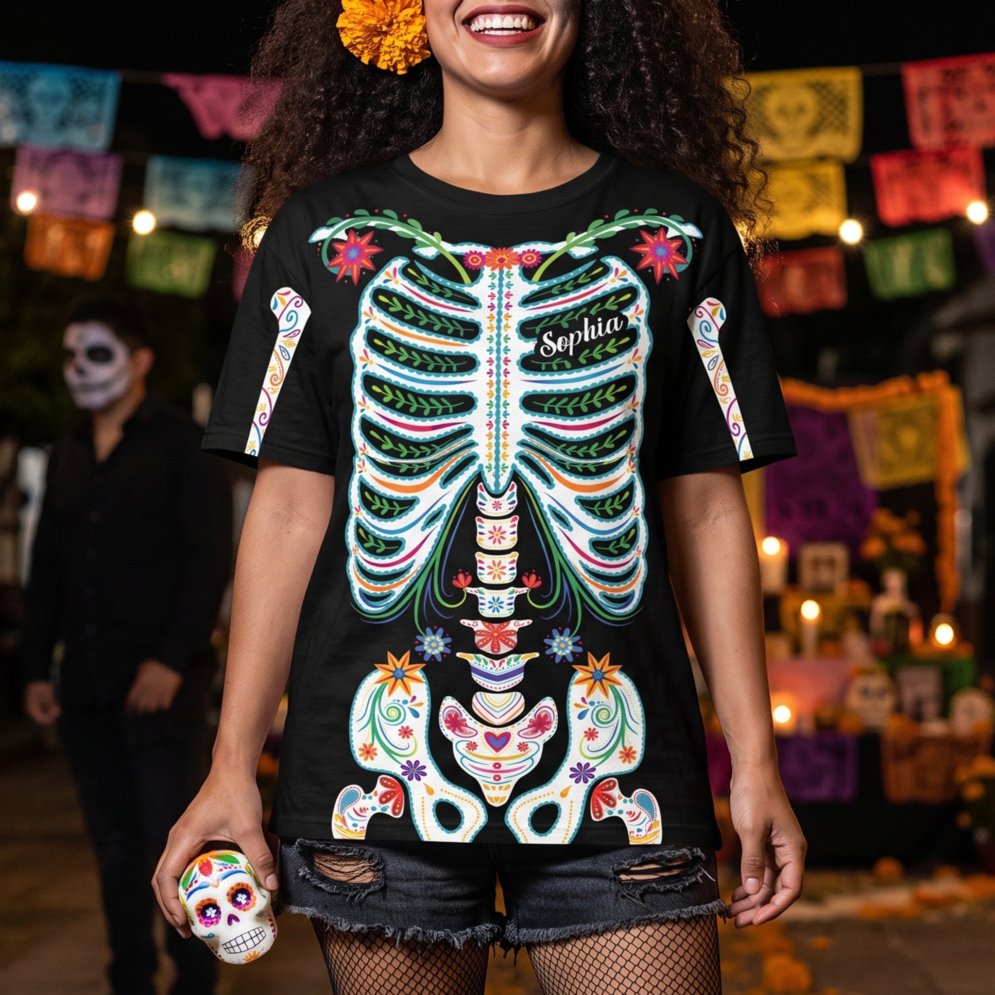 Day_Of_The_Dead_Sugar_Skeleton_Hispanic_Mexican_Latinos_Flowers_Personalized_Shirt_2