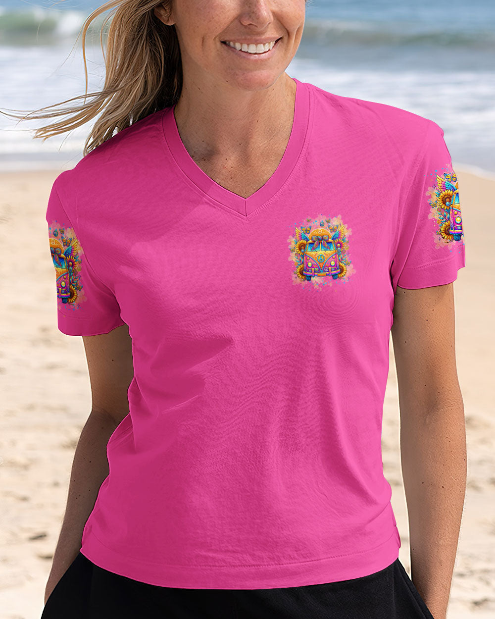 Desert Highway Cool Wind in My Hair Peace Van Colorful Hippie AOP Shirts _12_ 6Pw4D