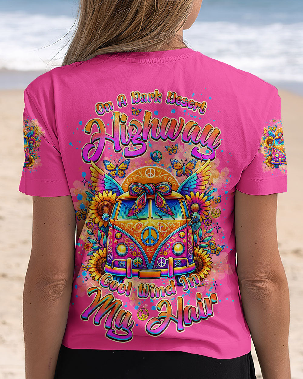 Desert Highway Cool Wind in My Hair Peace Van Colorful Hippie AOP Shirts _13_ IOI6y