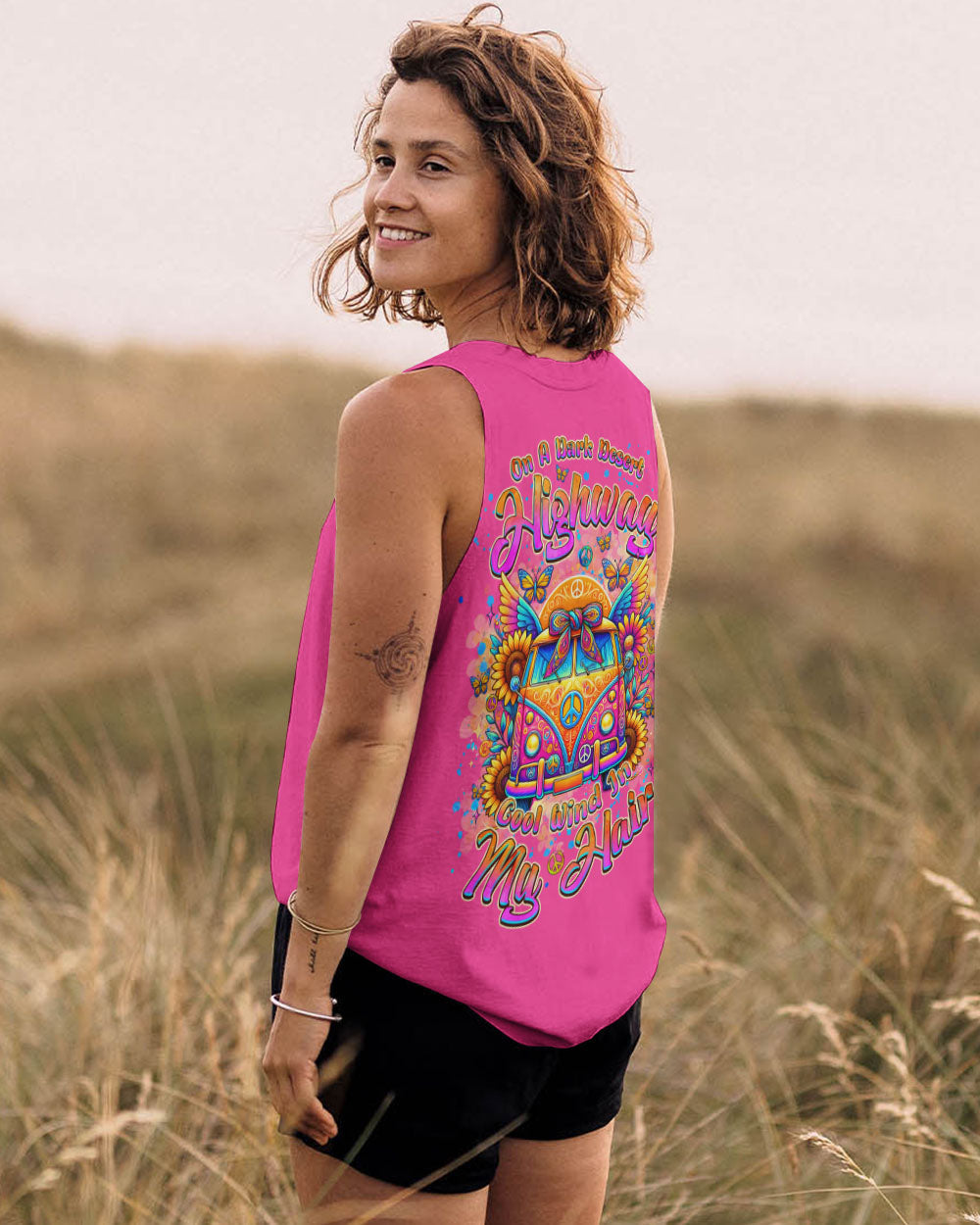 Desert Highway Cool Wind in My Hair Peace Van Colorful Hippie AOP Shirts _8_ 7a4Nf
