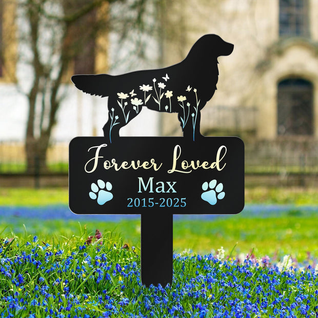 Dog Loss Forever Loved - Personalized Metal Garden Stake - Gift For Dog Loss