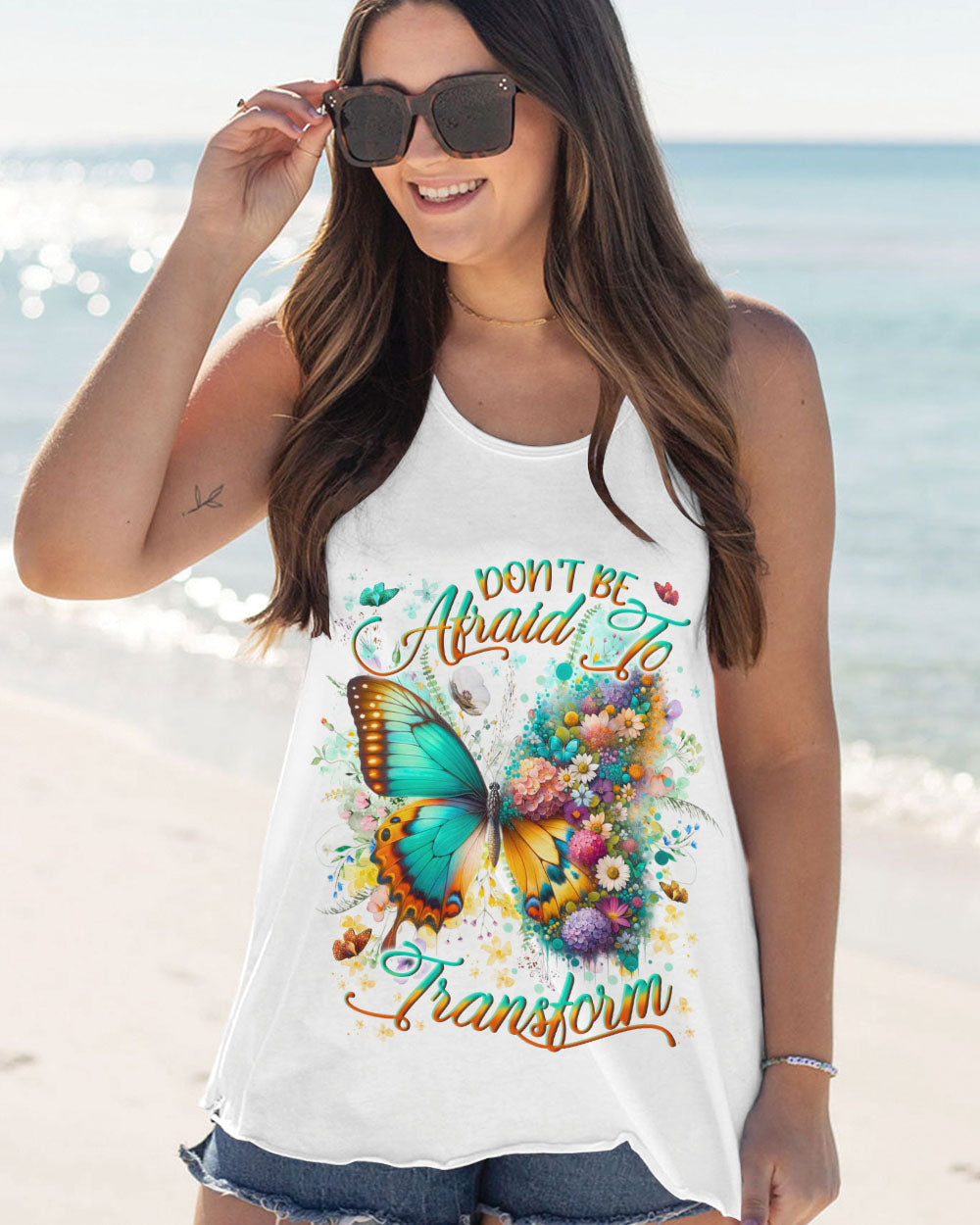 Don_E2_80_99t Be Afraid to Transform Butterfly Floral Inspirational AOP Shirts _5_ JknAK