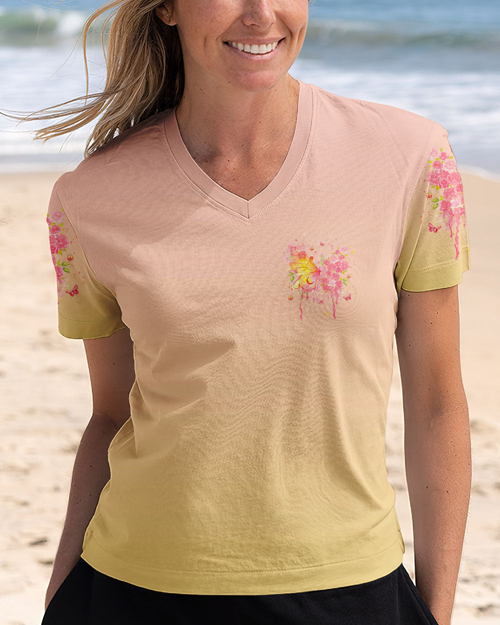 Don_E2_80_99t Be Afraid to Transform Butterfly Rose Inspirational Design AOP Shirts _11_ uYmRI