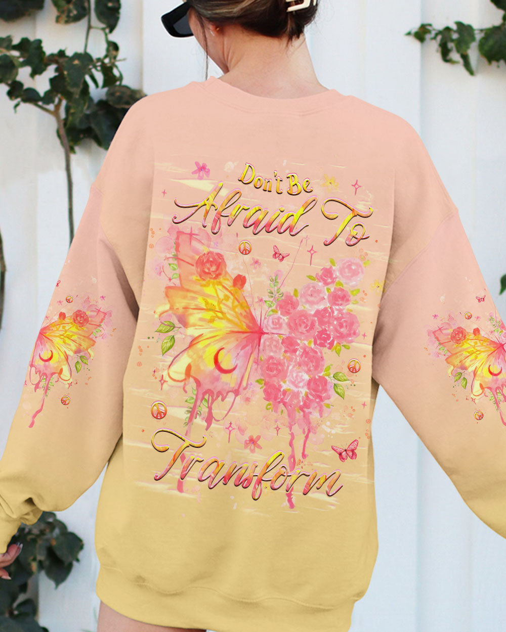 Don_E2_80_99t Be Afraid to Transform Butterfly Rose Inspirational Design AOP Shirts _3_ YMgNP