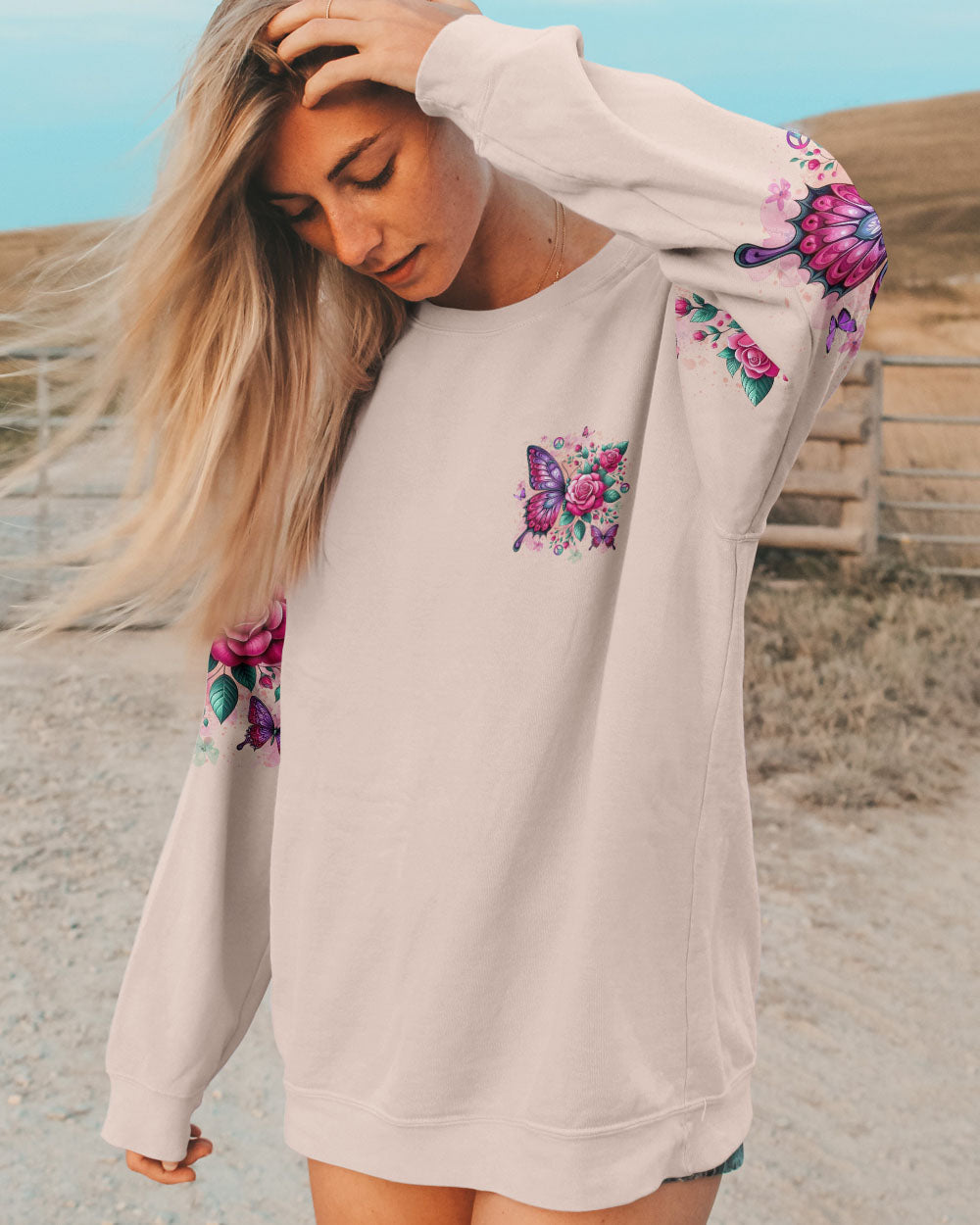 Don_E2_80_99t Be Afraid to Transform Butterfly with Rose Design AOP Shirts _6_ Teh2R