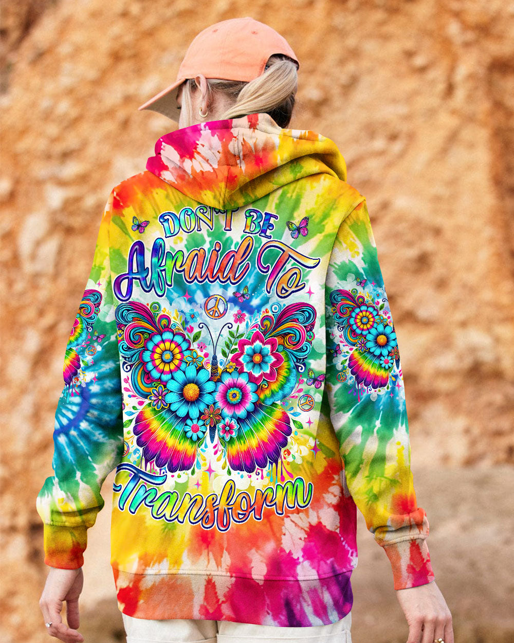 Don_E2_80_99t Be Afraid to Transform Colorful Butterfly Hippie Tie Dye Graphic for Women AOP Shirts _11_ yo1c5