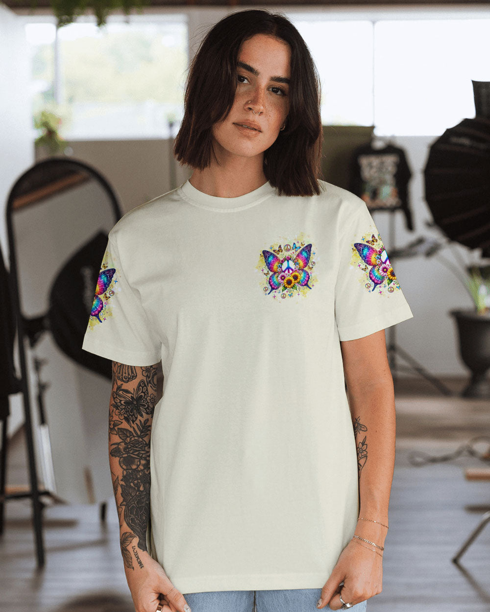 Don_E2_80_99t Be Afraid to Transform Peace Butterfly Floral Graphic AOP Shirts _13_ dPhet