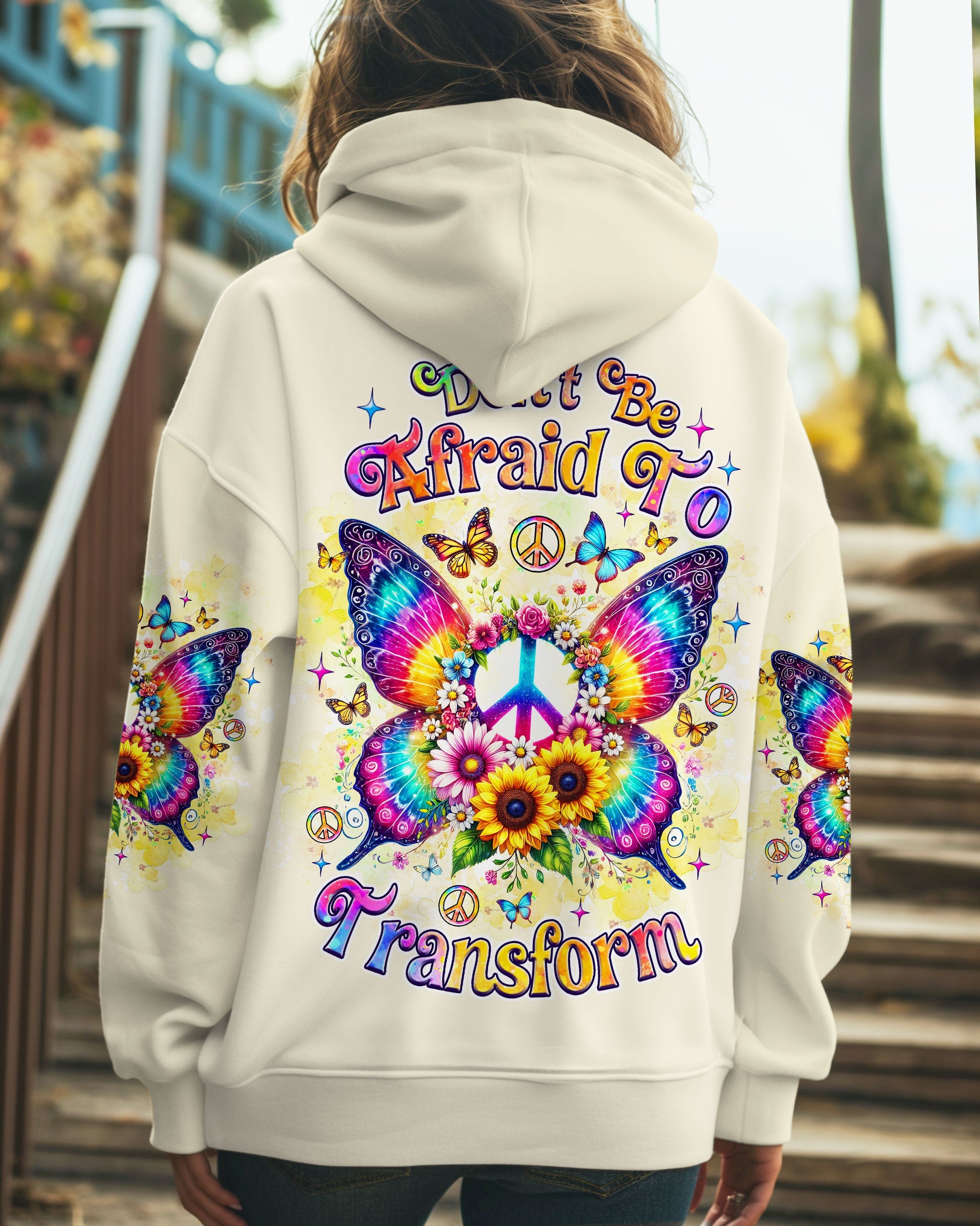 Don_E2_80_99t Be Afraid to Transform Peace Butterfly Floral Graphic AOP Shirts _5_ TEkAn