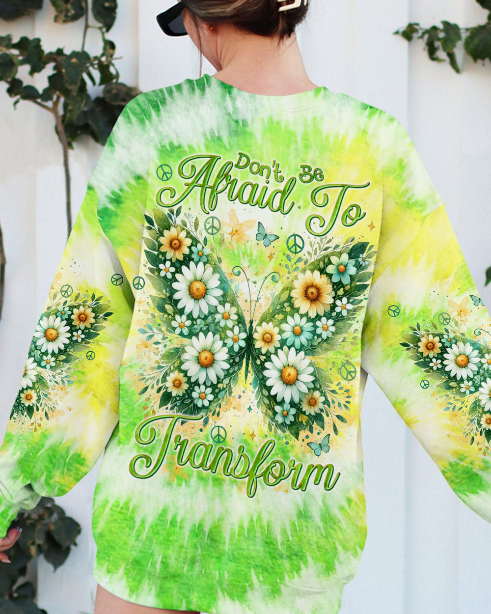 Don_E2_80_99t Be Afraid to Transform Tie Dye Butterfly Motivational Hippie Style for Women AOP Shirts _7_ zIMaM