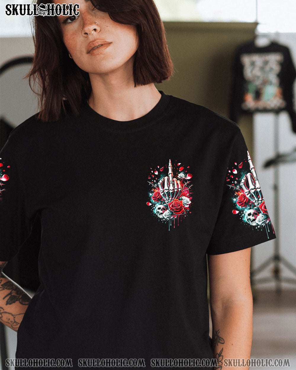 Don_E2_80_99t Just Go Away Mad Take This with You Middle Finger Skull and Rose AOP Shirts _3_ 4wNSI