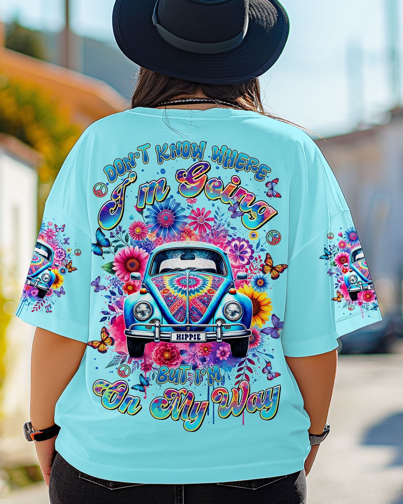 Don_E2_80_99t Know Where I_E2_80_99m Going But I_E2_80_99m On My Way Hippie VW Bug and Flower AOP Shirts _13_ AjAZg