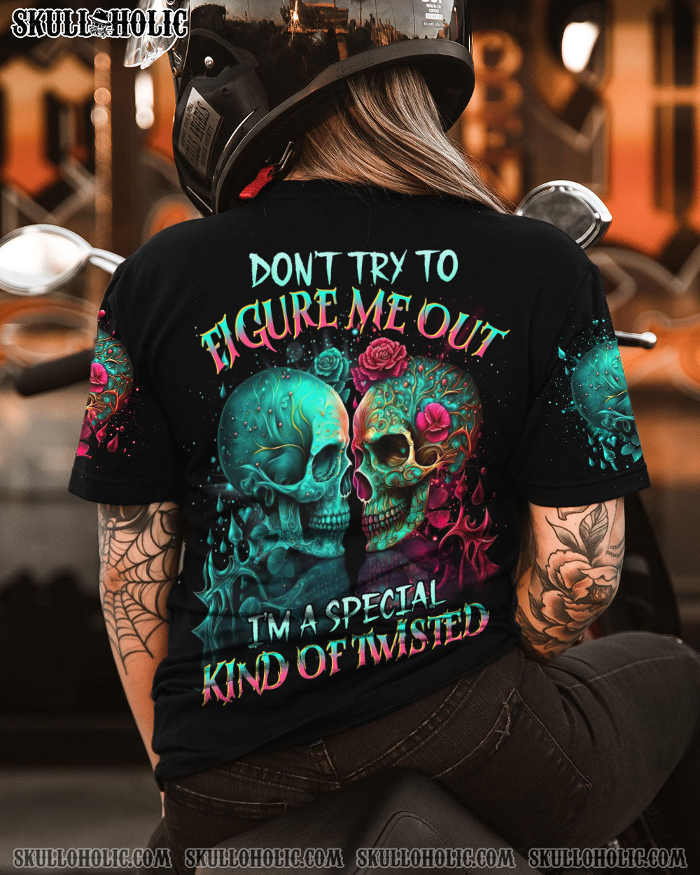 Don_E2_80_99t Try to Figure Me Out _E2_80_93 I_E2_80_99m a Special Kind of Twisted Colorful Skull Couple AOP Shirts _10_ u7k8o