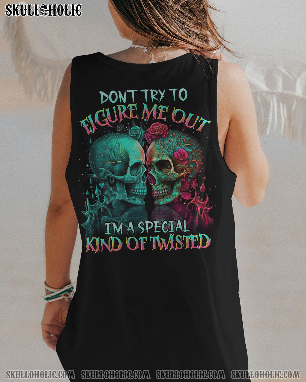 Don_E2_80_99t Try to Figure Me Out _E2_80_93 I_E2_80_99m a Special Kind of Twisted Colorful Skull Couple AOP Shirts _15_ hSorN