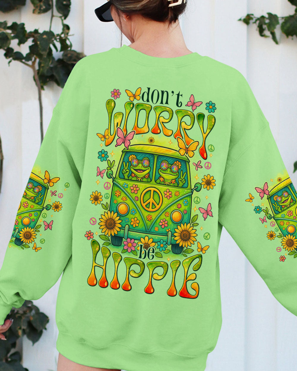 Don_E2_80_99t Worry Be Hippie Cute Frog Retro Van Graphic Tee for Hippie Women AOP Shirts _10_ YAVMY