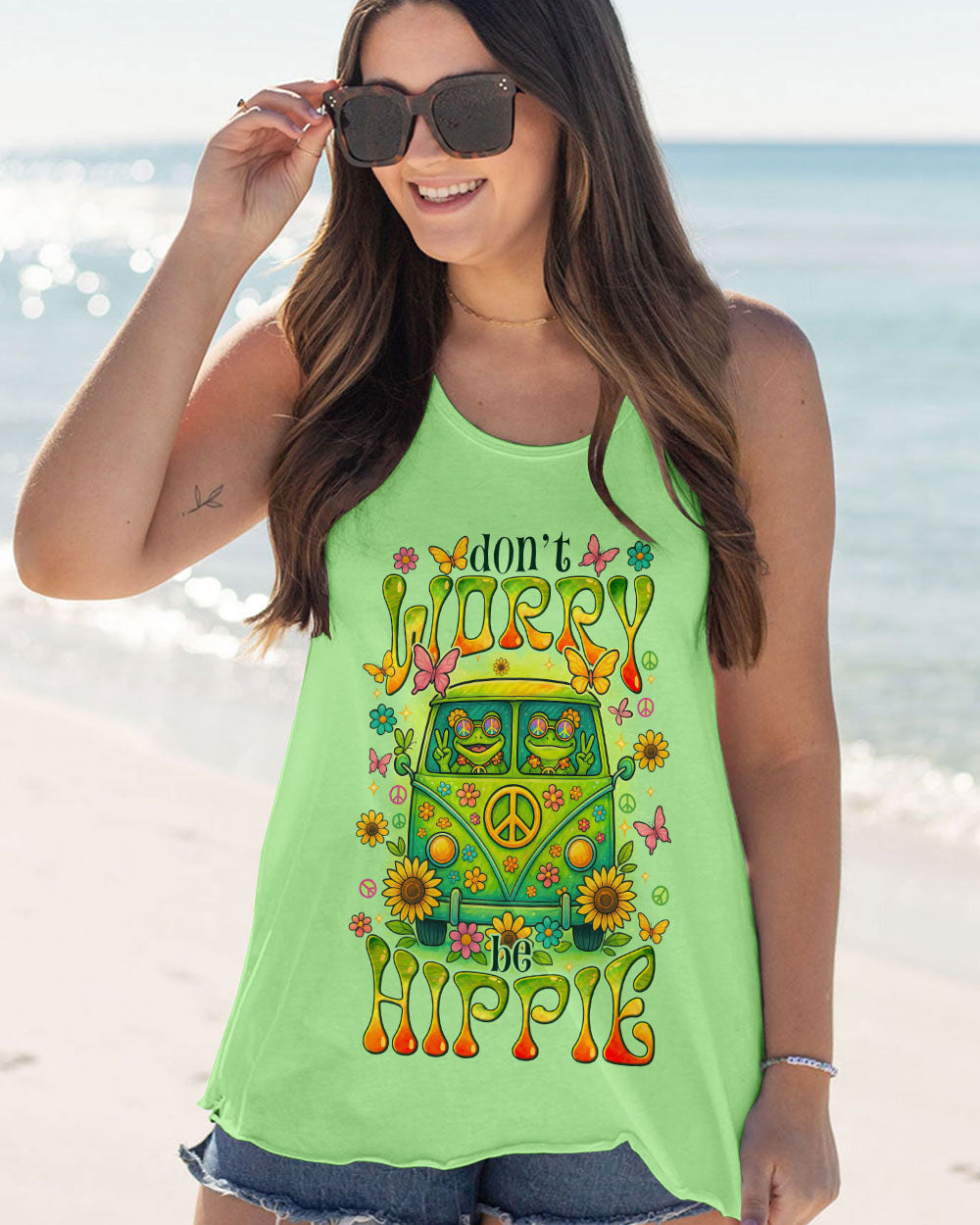 Don_E2_80_99t Worry Be Hippie Cute Frog Retro Van Graphic Tee for Hippie Women AOP Shirts _12_ btyxK