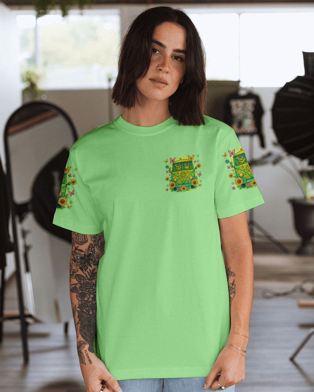 Don_E2_80_99t Worry Be Hippie Cute Frog Retro Van Graphic Tee for Hippie Women AOP Shirts _3_ lnuA7