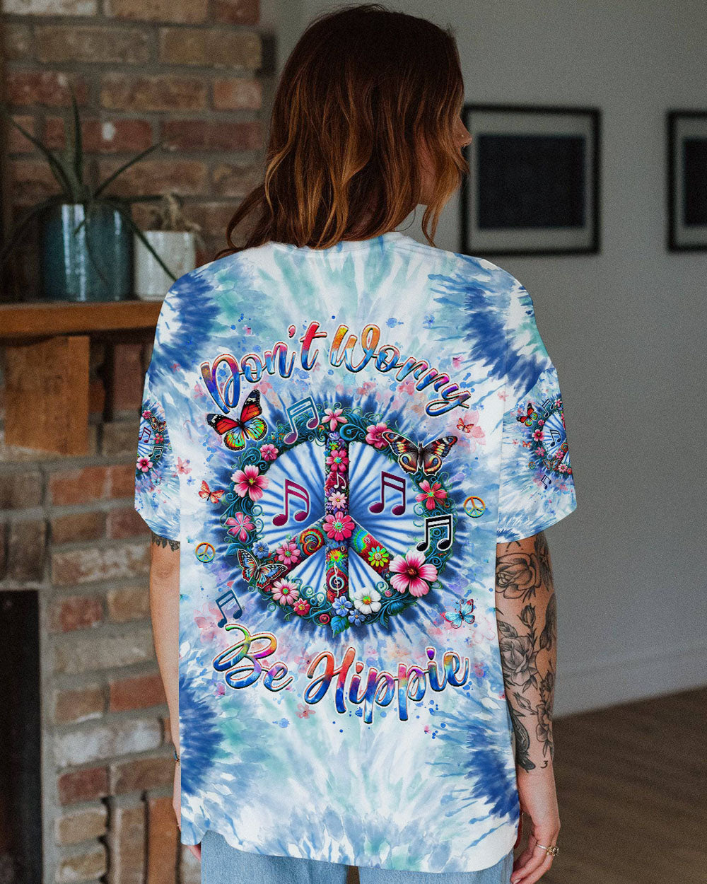 Don_E2_80_99t Worry Be Hippie Tie Dye Peace Sign and Floral Design AOP Shirts _10_ UEKN5