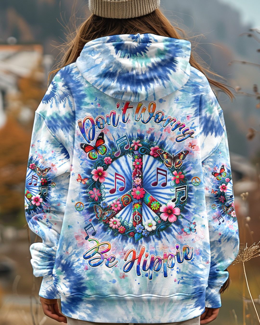 Don_E2_80_99t Worry Be Hippie Tie Dye Peace Sign and Floral Design AOP Shirts _1_ pLyUo
