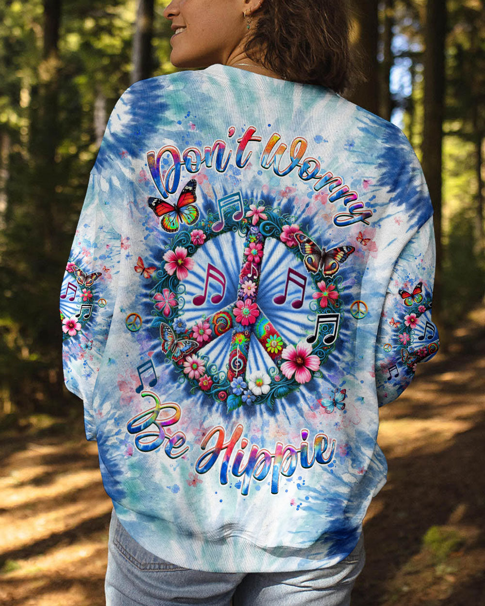 Don_E2_80_99t Worry Be Hippie Tie Dye Peace Sign and Floral Design AOP Shirts _3_ zlvjI