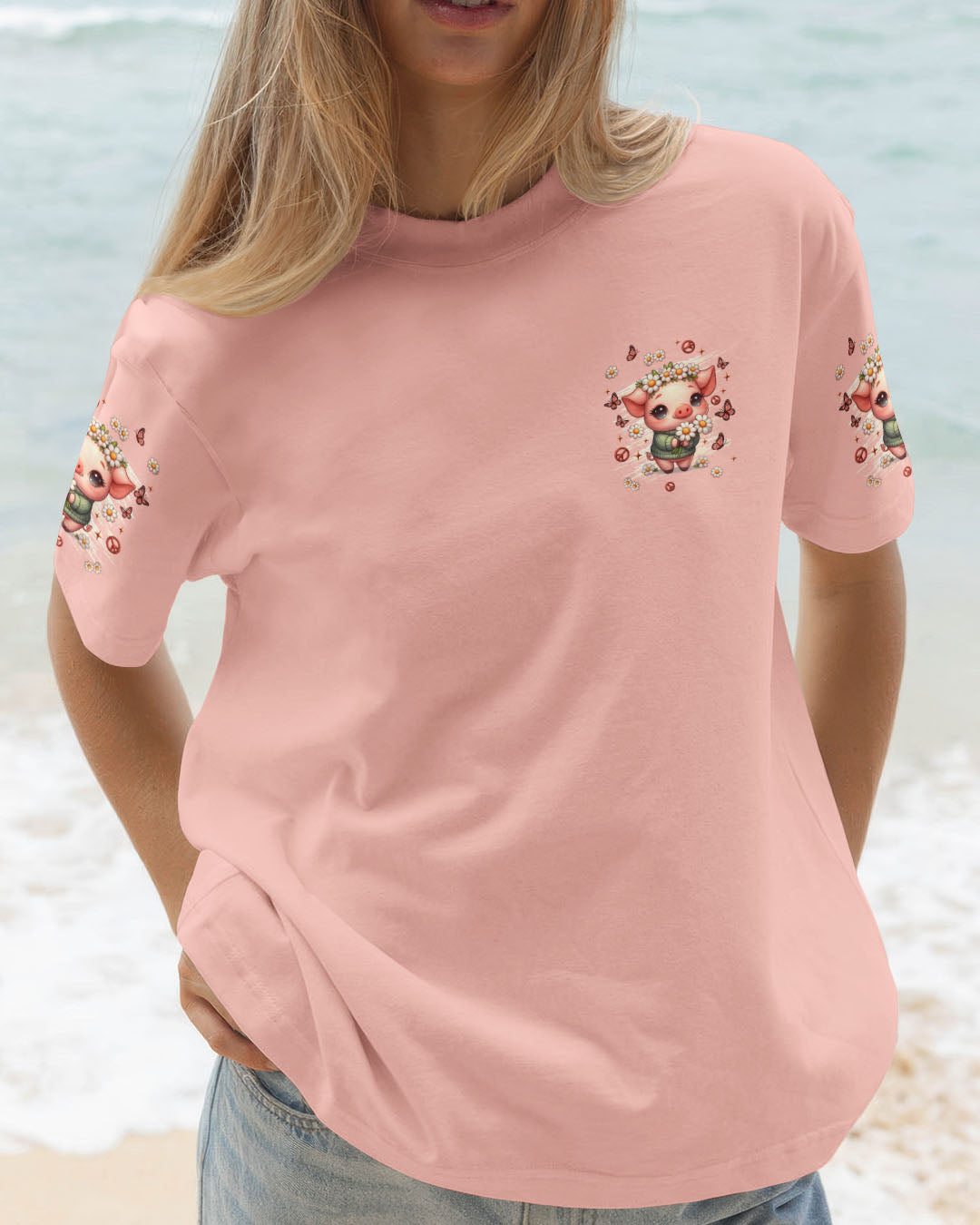Don_E2_80_99t Worry Be Piggy Cute Pig with Flower Crown _26 Peace Sign AOP Shirts _13_ VhIx7
