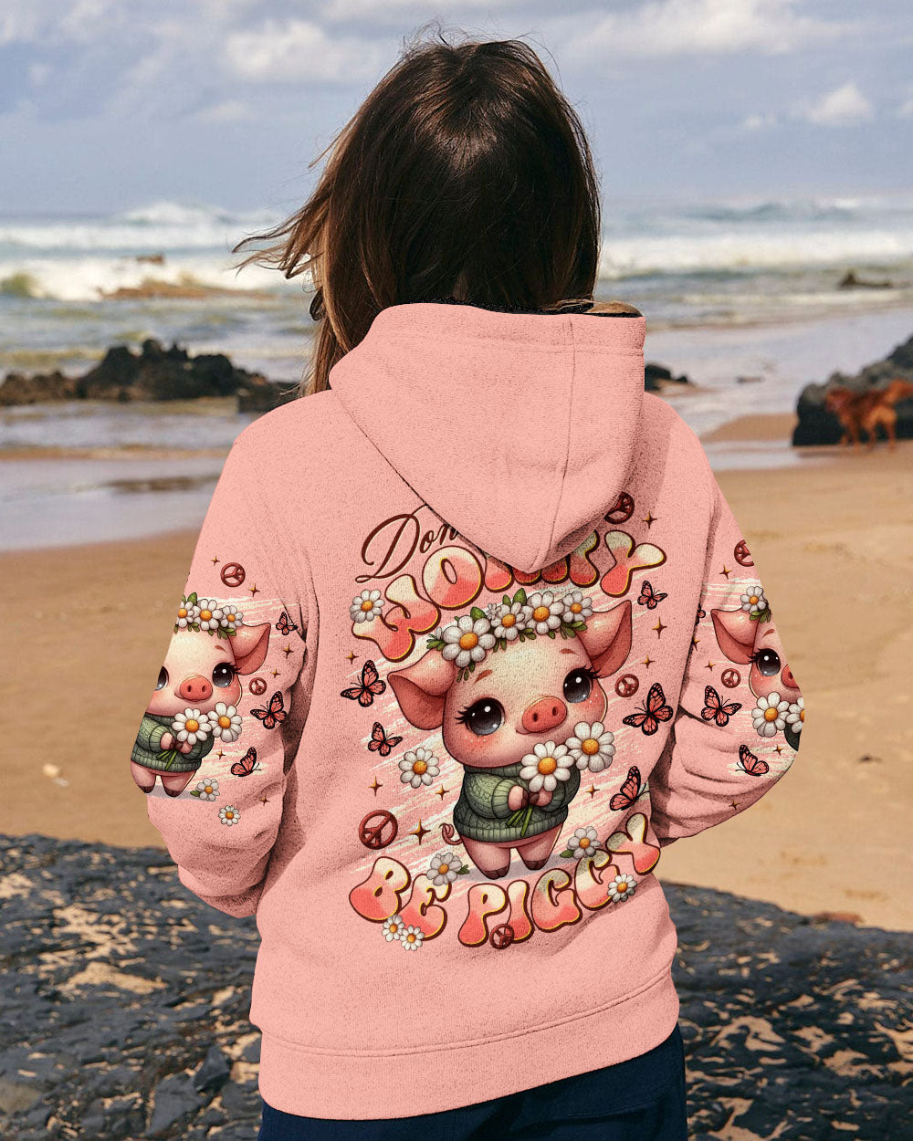 Don_E2_80_99t Worry Be Piggy Cute Pig with Flower Crown _26 Peace Sign AOP Shirts _15_ rlvQr