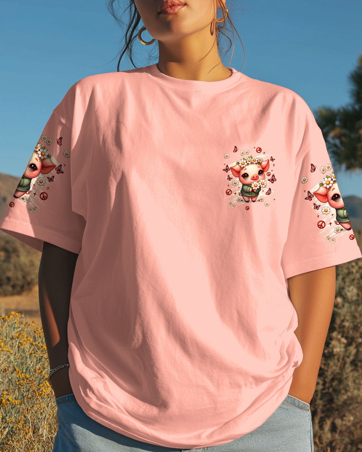 Don_E2_80_99t Worry Be Piggy Cute Pig with Flower Crown _26 Peace Sign AOP Shirts _16_ aHXuI
