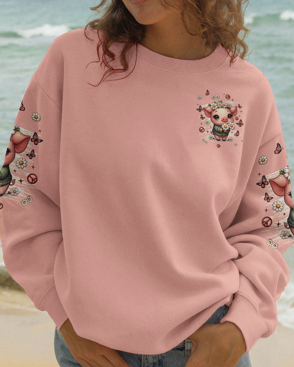 Don_E2_80_99t Worry Be Piggy Cute Pig with Flower Crown _26 Peace Sign AOP Shirts _6_ c5SL6