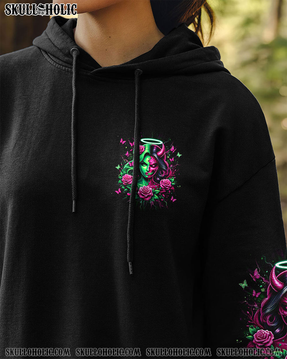 Dont Ever Put Me I Can Be Half Angel Half Devil Skull Gothic Graphic AOP Shirts _6_ KTAZ2