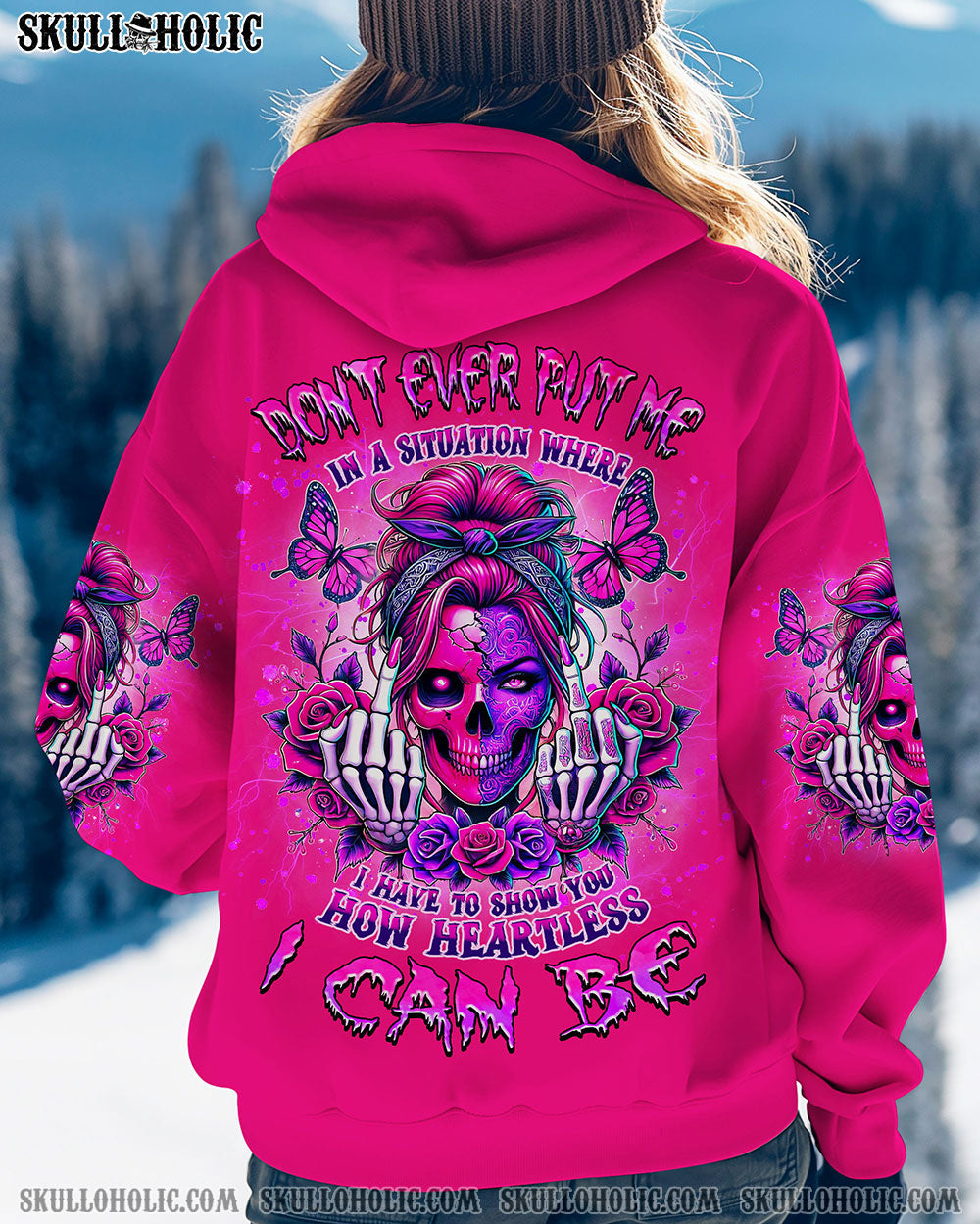 Dont Ever Put Me I Can Be Pink Skull and Rose Gothic Attitude Graphic AOP Shirts _10_ rXkuM