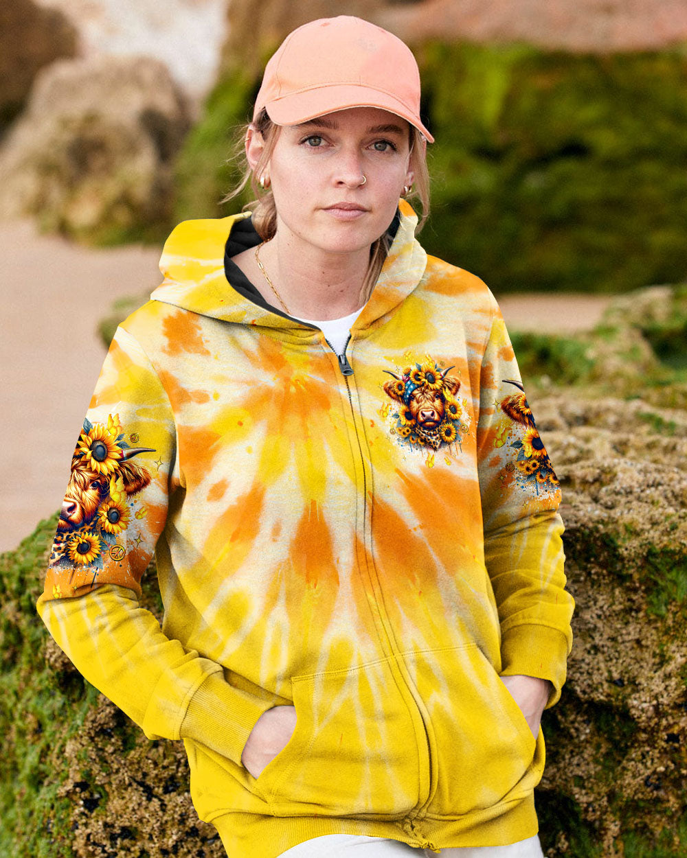 Dont Make Me Flip My Heifer Switch Tie Dye Cow Sunflower AOP Shirts _2_ ST1qK