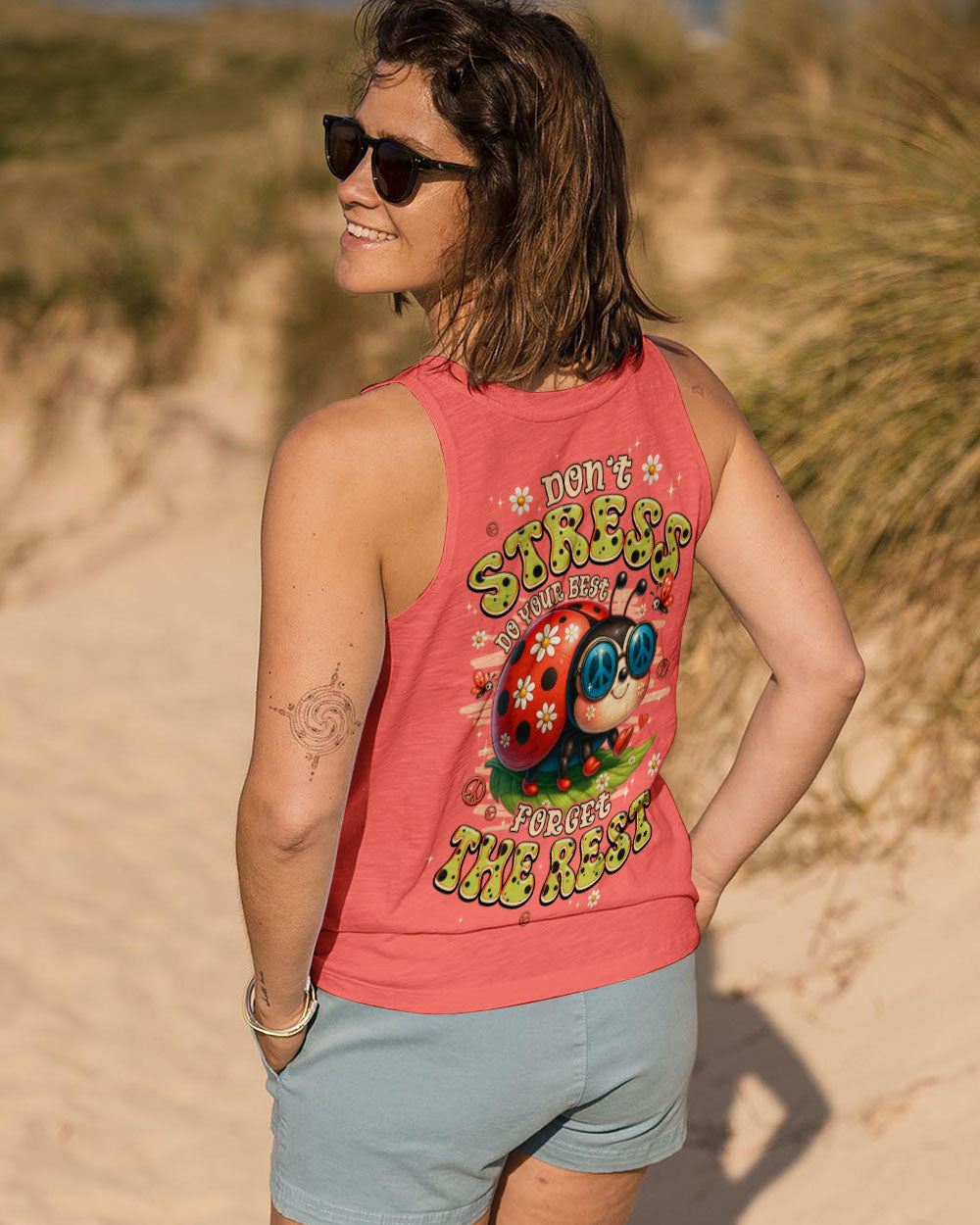 Dont Stress Do Your Best Forget The Rest Ladybug Peacefull Funny Motivational AOP Shirts _15_ v7lqF