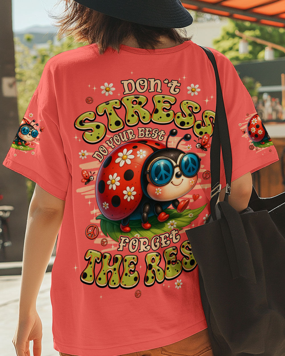 Dont Stress Do Your Best Forget The Rest Ladybug Peacefull Funny Motivational AOP Shirts _7_ sVJtP