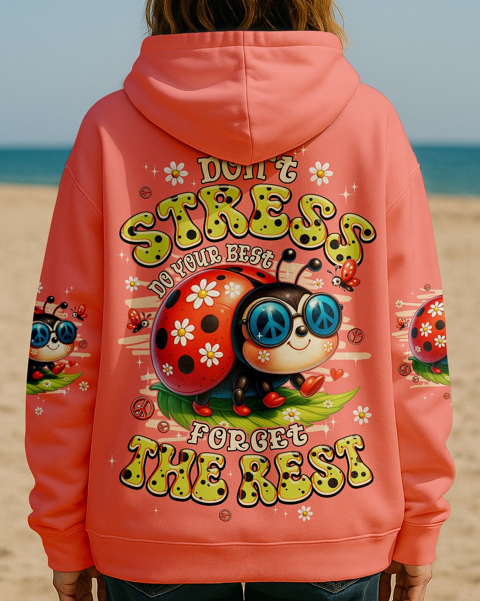 Dont Stress Do Your Best Forget The Rest Ladybug Peacefull Funny Motivational AOP Shirts _9_ 7iqJ2