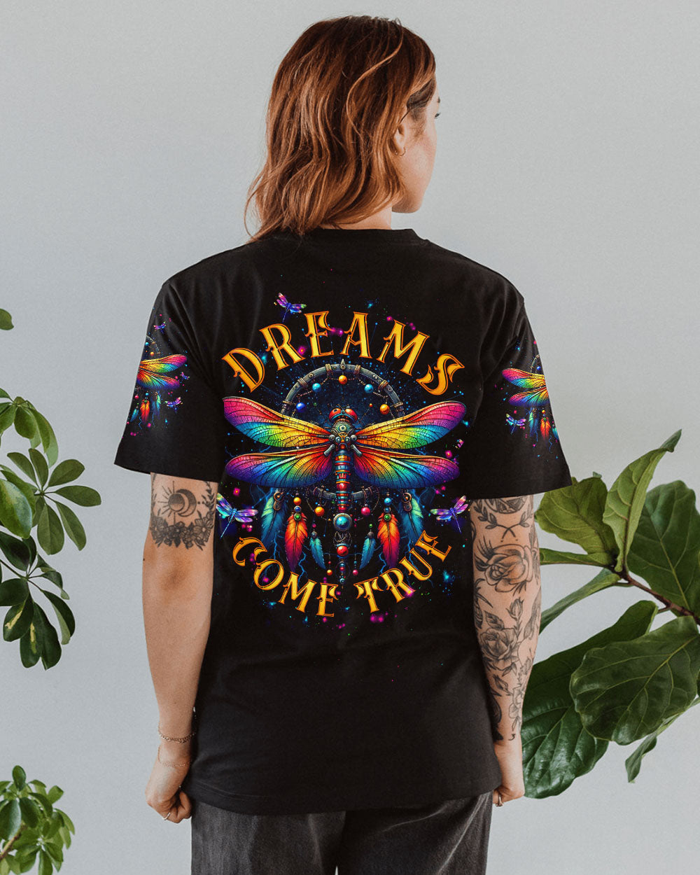 Dreams Come True Dragonfly Colorful Spiritual Graphic AOP Shirts _1_ gP4ei