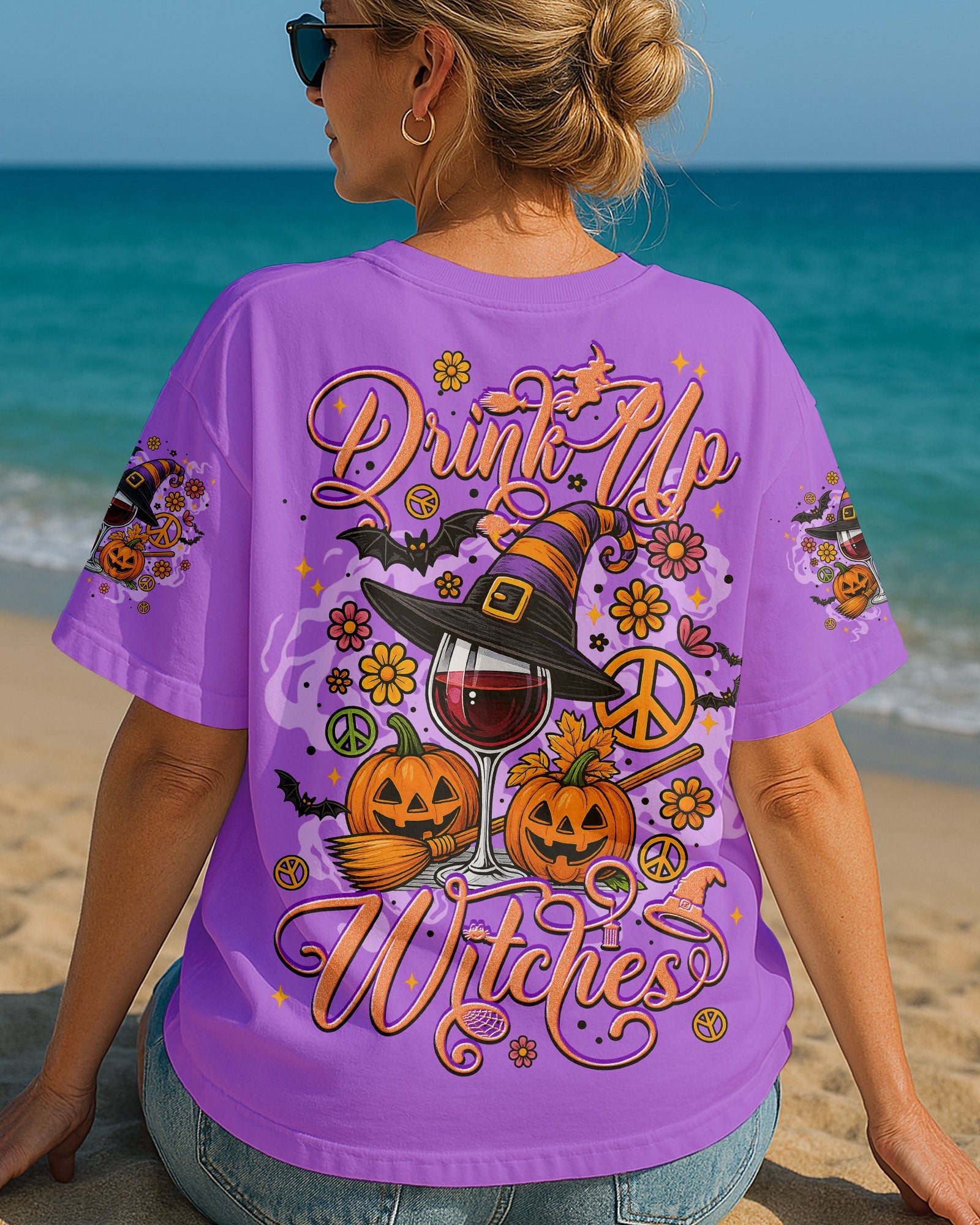 Drink Up Witches Halloween Wine Glass Pumpkins _26 Witch Hat AOP Shirts _5_ BvBEw