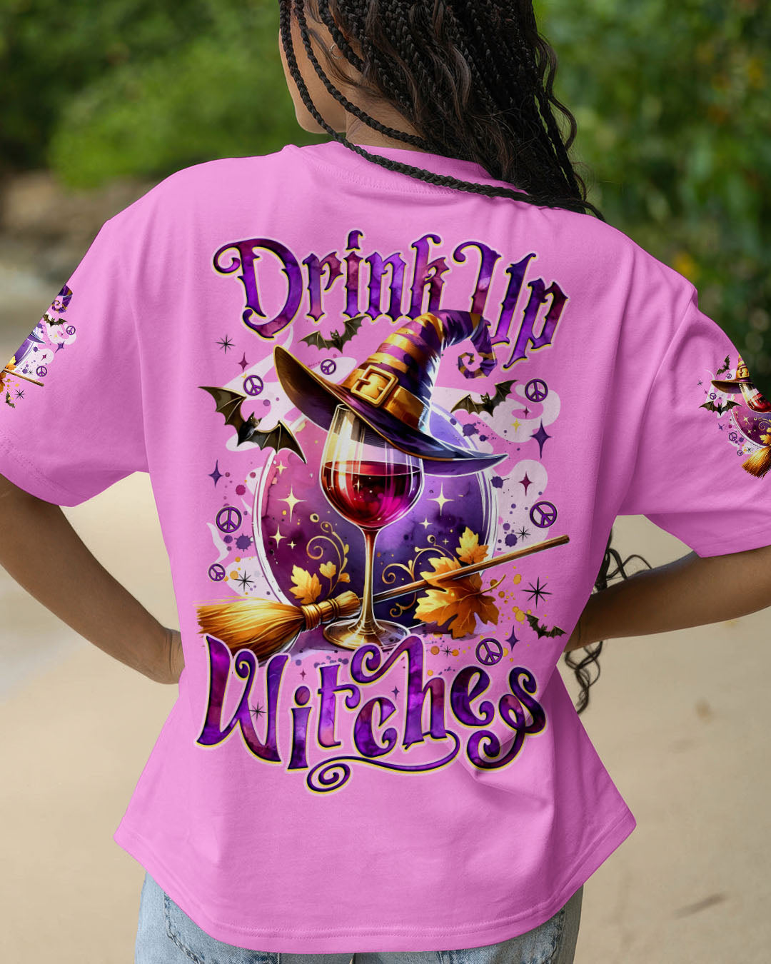 Drink Up Witches Witch Hat Wine Glass Pumpkins _26 Halloween Fun AOP Shirts _10_ lfIXp