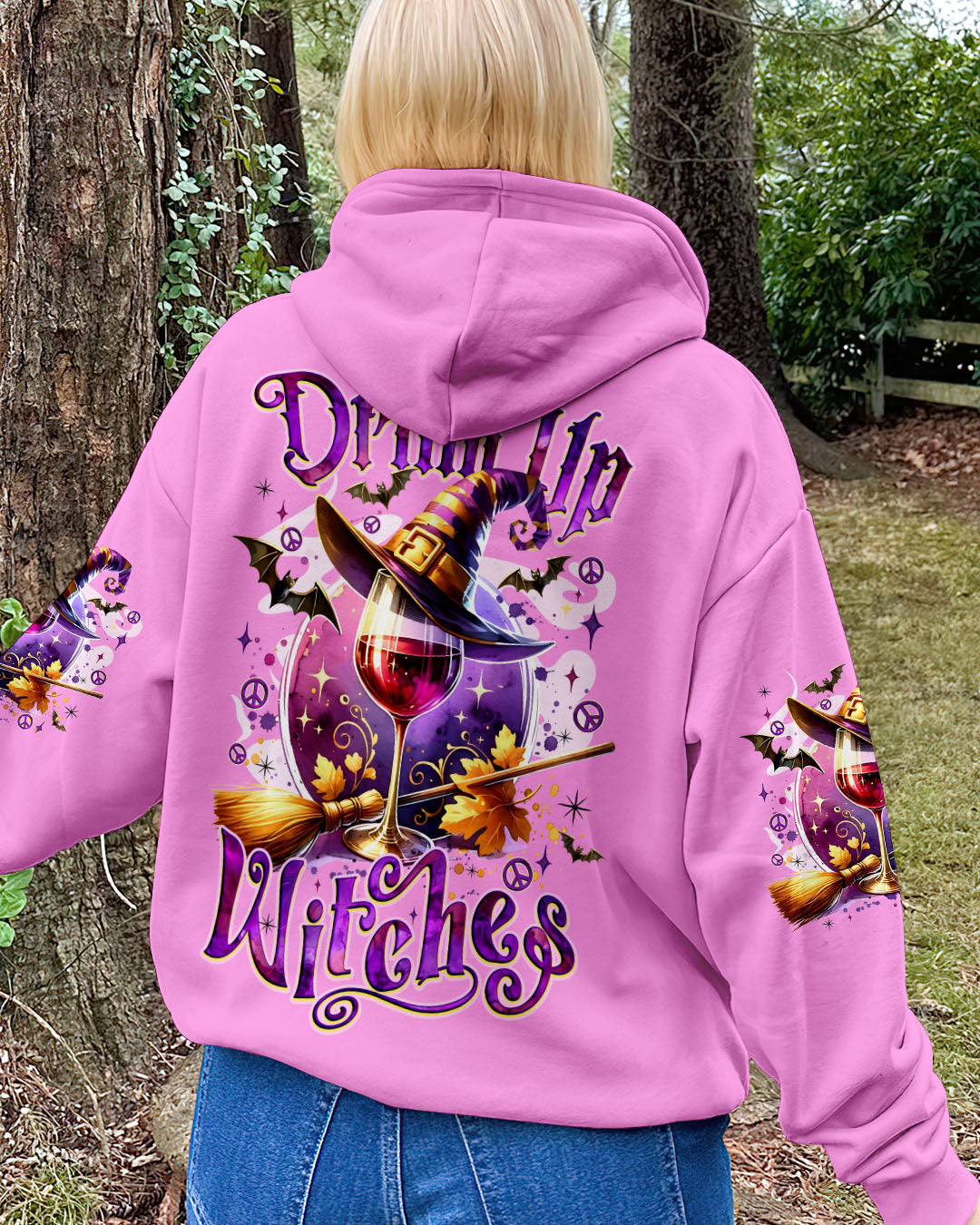 Drink Up Witches Witch Hat Wine Glass Pumpkins _26 Halloween Fun AOP Shirts _11_ z4piS