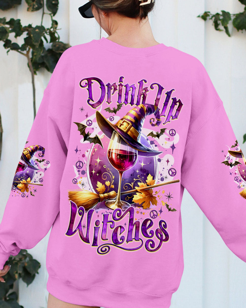 Drink Up Witches Witch Hat Wine Glass Pumpkins _26 Halloween Fun AOP Shirts _3_ blvZQ