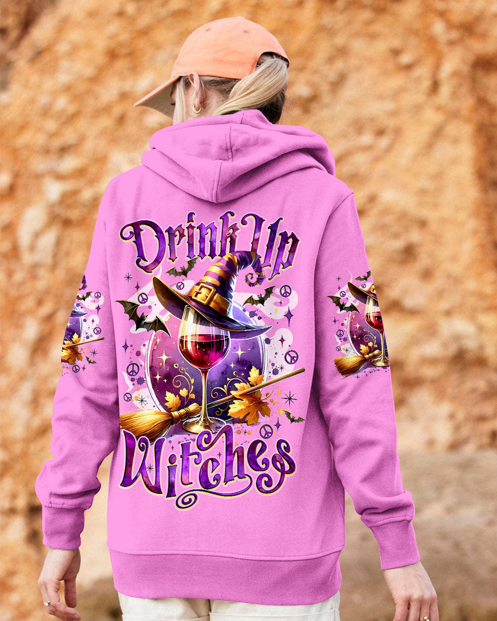 Drink Up Witches Witch Hat Wine Glass Pumpkins _26 Halloween Fun AOP Shirts _5_ rUwzc