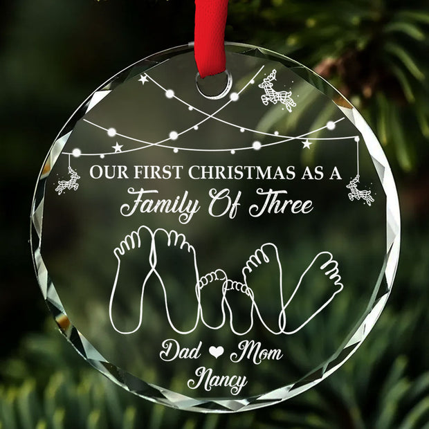 As A Family Of Three - Personalized Round Glass Ornament - Chrismas Gift For Family