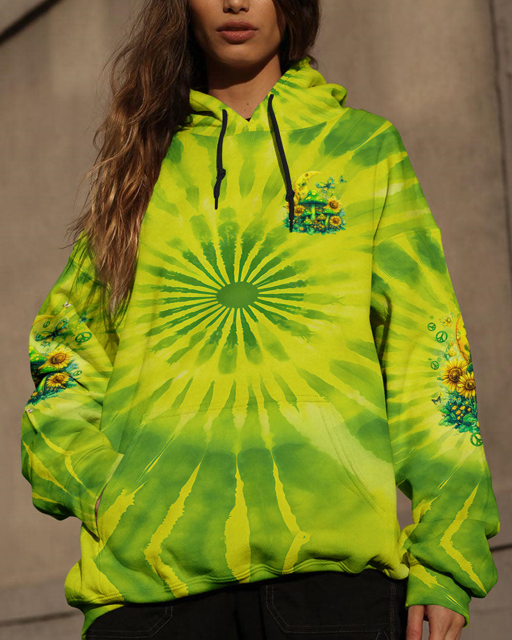 Eat Mushrooms See the Universe Green Tie Dye Mushroom Forest AOP Shirts _4_ KNpsA