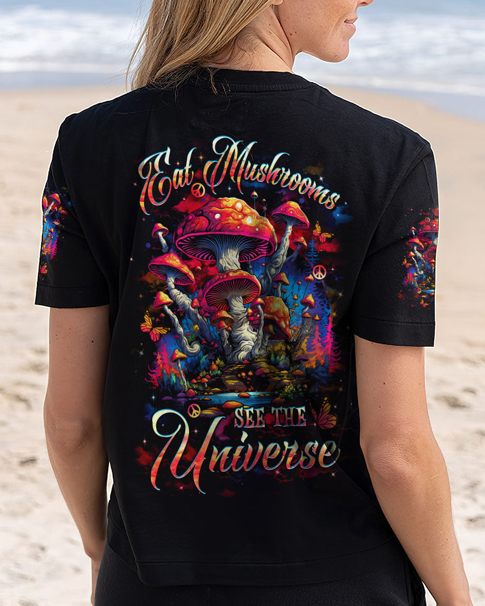 Eat Mushrooms See the Universe Psychedelic Mushroom Forest AOP Shirts _12_ eglBo