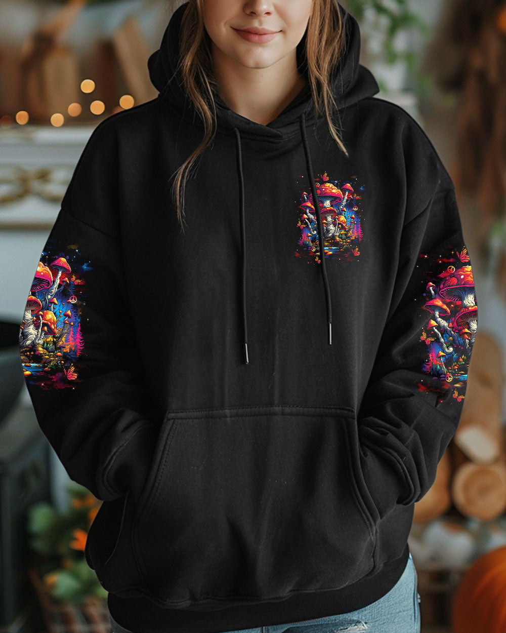 Eat Mushrooms See the Universe Psychedelic Mushroom Forest AOP Shirts _13_ buHJs