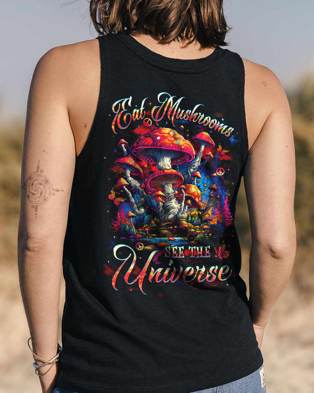 Eat Mushrooms See the Universe Psychedelic Mushroom Forest AOP Shirts _7_ 3wW2a