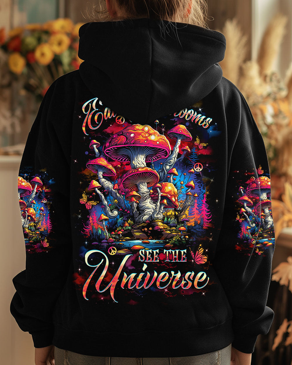 Eat Mushrooms See the Universe Psychedelic Mushroom Forest AOP Shirts _8_ JHmiL